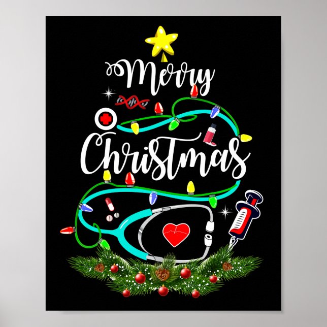 Christmas Nurse Doctor Life Medical Stethoscope Poster (Front)