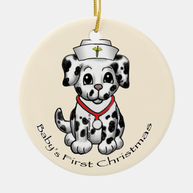 Christmas Nurse Dog custom ornaments (Front)