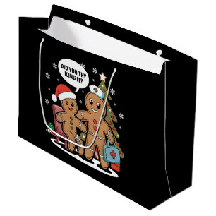 Christmas Nurse Gingerbread Man Did You Try Icing Large Gift Bag
