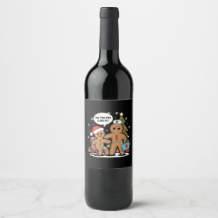 Christmas Nurse Gingerbread Man Did You Try Icing Wine Label