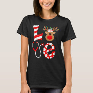 Christmas Nurse Love NICU RN ER Santa Reindeer Nur T-Shirt