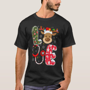 Christmas Nurse Love NICU RN ER Santa Reindeer Nur T-Shirt
