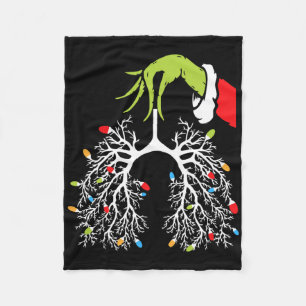 Christmas Nurse Lung Xmas Lights Funny Pulmonologi Fleece Blanket