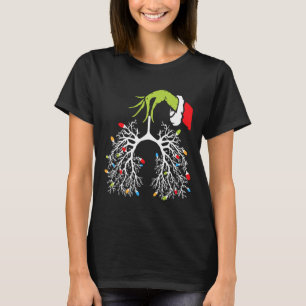 Christmas Nurse Lung Xmas Lights Funny Pulmonologi T-Shirt