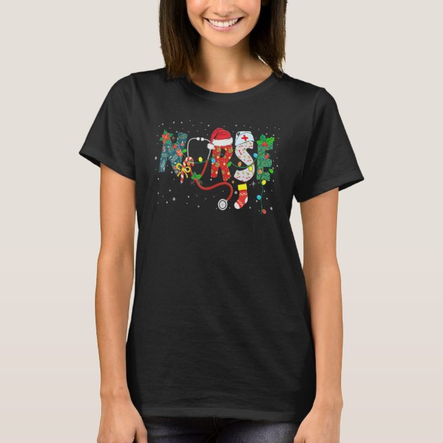 Christmas Nurse Nursing Health Worker Christmas Pa T-Shirt (Front)