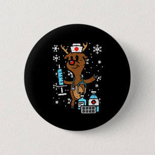 Christmas Nurse Reindeer Funny Xmas Nursing Scrub  6 Cm Round Badge