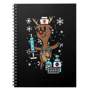 Christmas Nurse Reindeer Xmas Nursing Scrub Top W Notebook