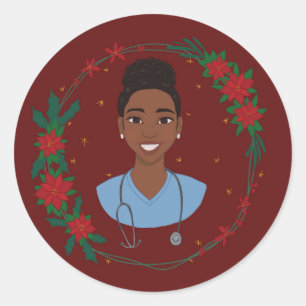Christmas Nurse Sticker, Personalised RN Gift Classic Round Sticker