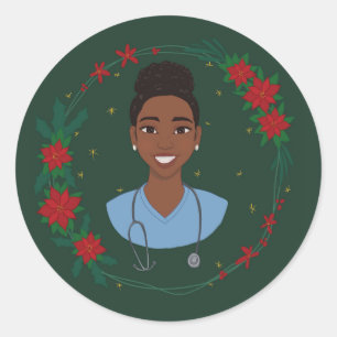 Christmas Nurse Sticker, Personalised RN Gift Classic Round Sticker