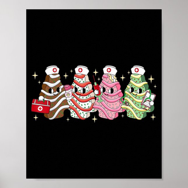 Christmas Nurse Tree Cake Emergency Christmas Rn E Poster (Front)