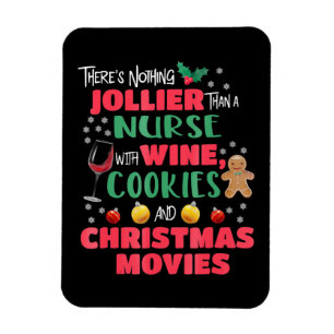 Christmas Nurse Wine Cookies Holiday Pyjamas Magnet