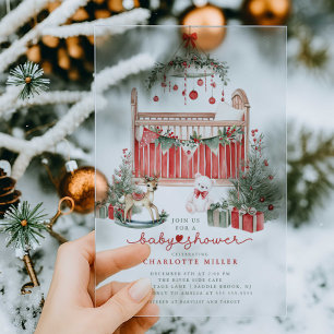Christmas Nursery Acrylic Baby Shower Invite Invitations