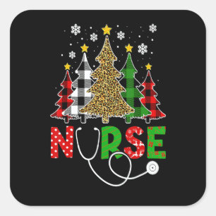 Christmas Nursing For Women Christmas Tree Nurse Square Sticker