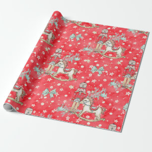 Christmas Nutcracker and rocking horse Wrapping Paper