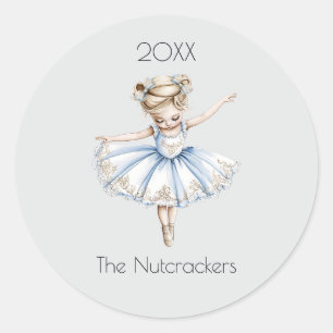 Christmas Nutcracker Ballerina Watercolor Classic Round Sticker