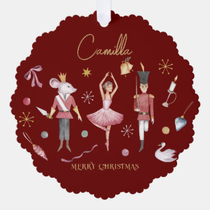 Christmas Nutcracker Ballerina Whimsical Kids Name Tree Decoration Card