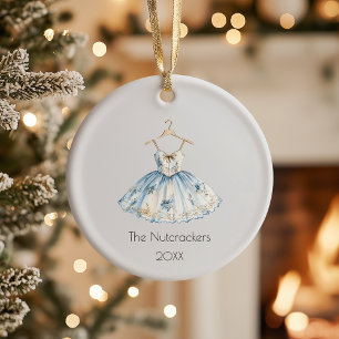 Christmas Nutcracker Ballet Dress Watercolor Photo Ceramic Tree Decoration