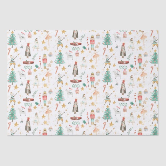 Christmas Nutcracker Ballet Small Pattern Tissue Paper (Front)