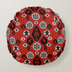Christmas Nutcracker Baubles Round Cushion