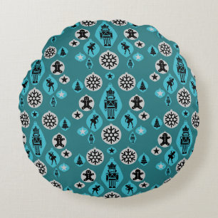 Christmas Nutcracker Baubles Round Cushion