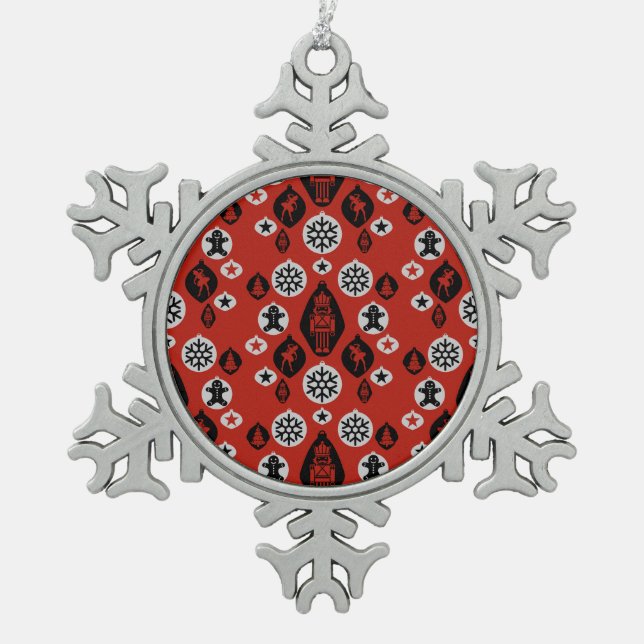 Christmas Nutcracker Baubles Snowflake Pewter Christmas Ornament (Front)
