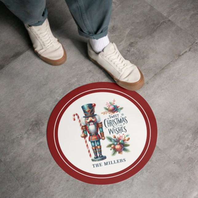 Christmas Nutcracker Candy Cane Christmas Wishes Classic Round Sticker (Creator Uploaded)