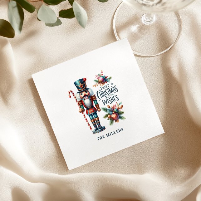 Christmas Nutcracker Candy Cane Christmas Wishes Napkin (Creator Uploaded)