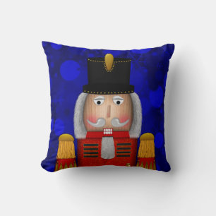 Christmas Nutcracker Face, Red-Square Pillow