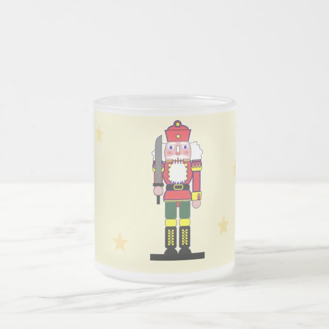 Christmas nutcracker frosted glass coffee mug (Center)