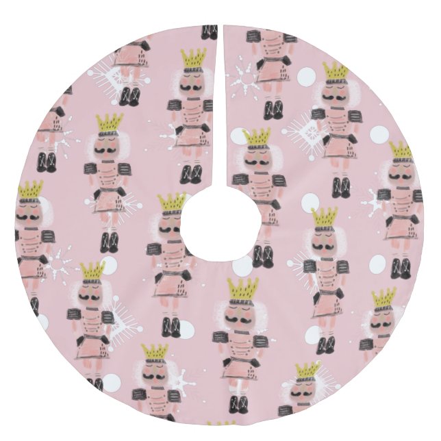 Christmas Nutcracker Hand Drawn Pink Soldier  Brushed Polyester Tree Skirt (Front)