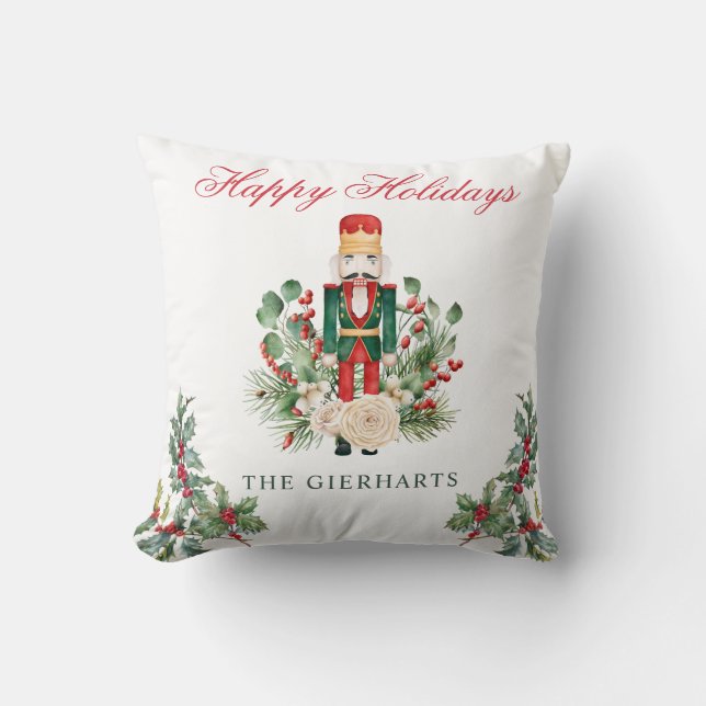 Christmas Nutcracker Happy Holidays Family Cushion (Front)