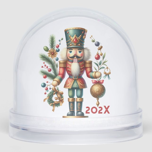 Christmas Nutcracker Holiday Greenery Snowglobe (Front)