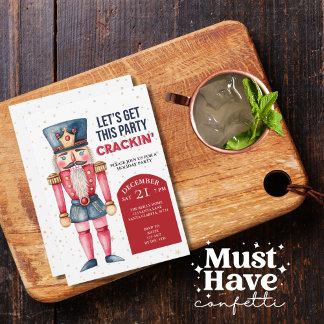 Christmas Nutcracker Let's Get this Party Crackin Holiday Card