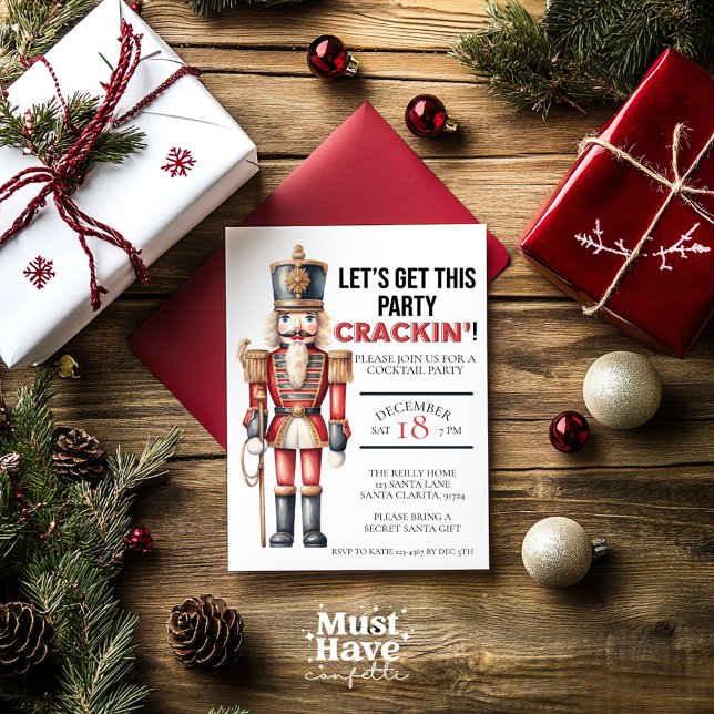 Christmas Nutcracker Let's Get this Party Crackin Holiday Card (Creator Uploaded)