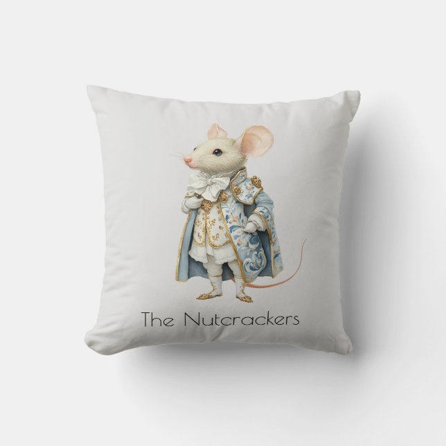 Christmas Nutcracker Mouse King Watercolor Cushion (Front)