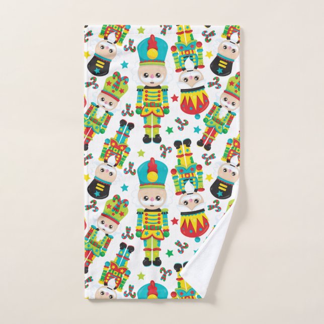 Christmas nutcracker pattern Holiday hand towel (Hand Towel)
