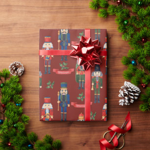 christmas nutcracker pattern wrapping paper