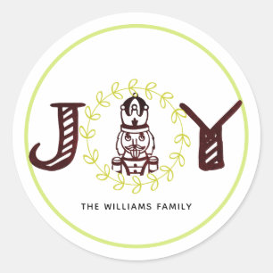 Christmas Nutcracker Personalised Joy Classic Round Sticker