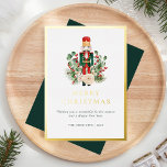 Christmas Nutcracker Red Berries Elegant<br><div class="desc">Introducing our Custom Christmas Greetings card that promises to spread holiday cheer and set the tone for your festive celebrations! Our uniquely designed invitation captures the true essence of the holiday spirit. Adorned with vibrant greenery foliage, luscious berries, and a classic toy nutcracker, this card is the perfect for wishing...</div>