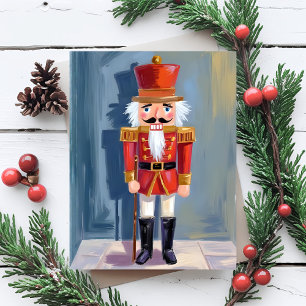 Christmas Nutcracker   Red Soldier Watercolor Holiday Postcard