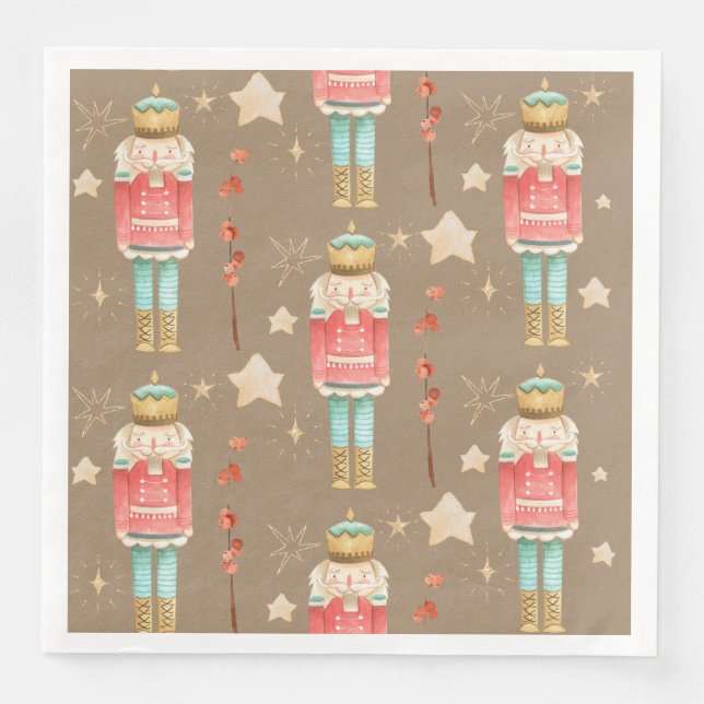 Christmas Nutcracker Rustic Kraft Napkin (Front)