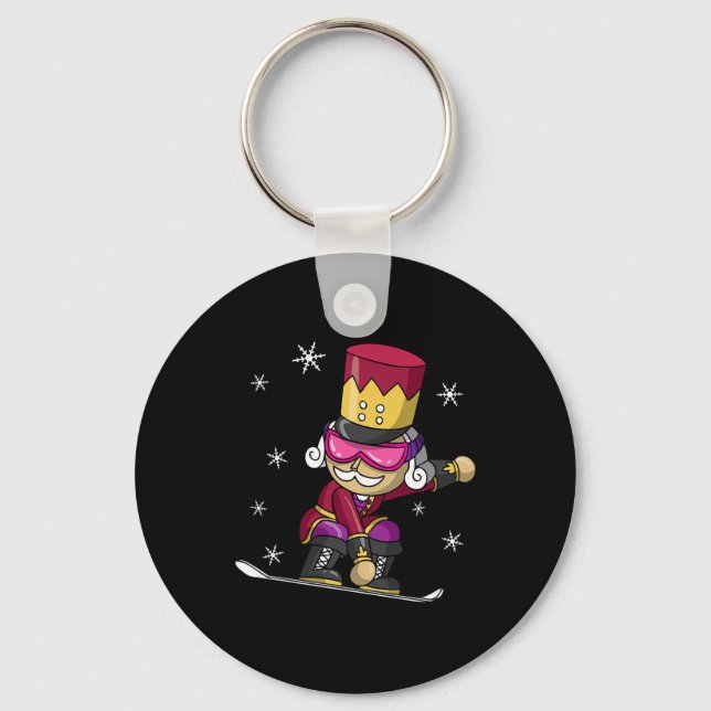 Christmas Nutcracker Snowboard Snowboarding Snowbo Key Ring (Front)