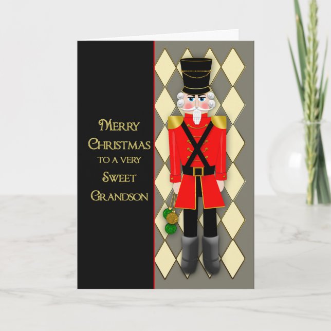 Christmas, Nutcracker Soldier , Grandson Card (Front)