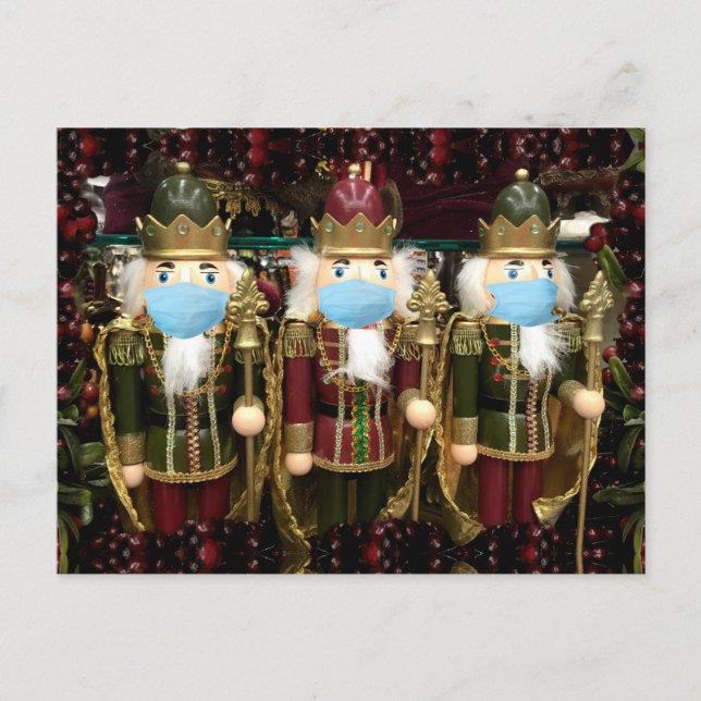 Christmas Nutcracker Soldiers Masked Holiday Postcard (Front)