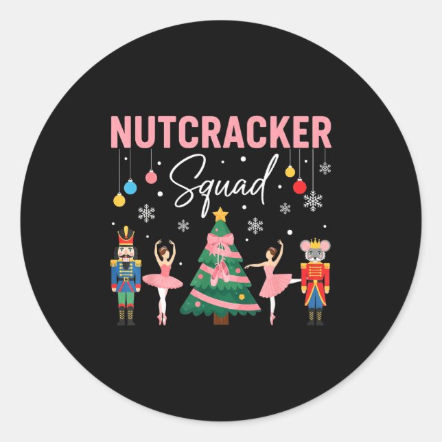 Christmas Nutcracker Squad Ballet Dance Women Kids Classic Round Sticker (Front)