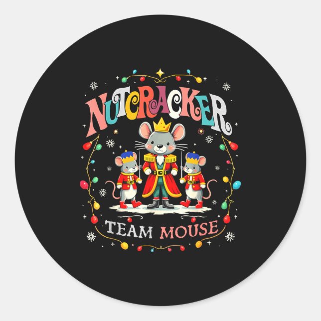 Christmas Nutcracker Team Mouse Women Kids Girl  Classic Round Sticker (Front)