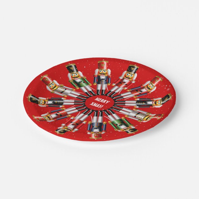 Christmas Nutcracker Toy Soldiers Paper Plate (Angled)