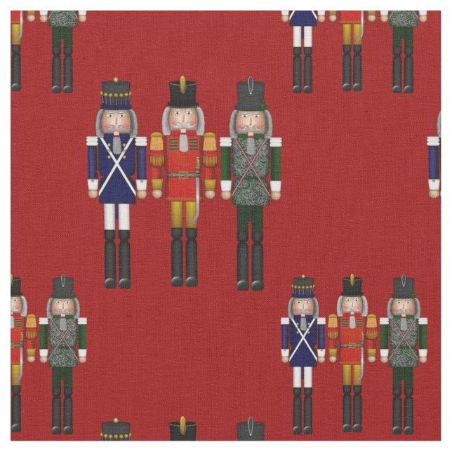 Christmas Nutcracker Trio Red-Fabric Fabric (Close Up)