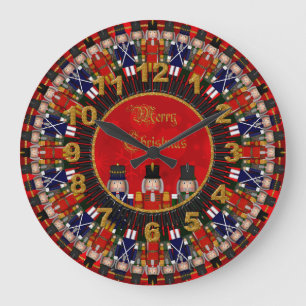 Christmas Nutcracker Trio, Style 2-ROUND CLOCK