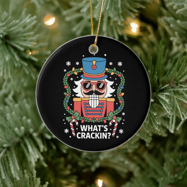 Christmas Nutcracker Whats Crackin Funny Xmas  Ceramic Tree Decoration (Tree)